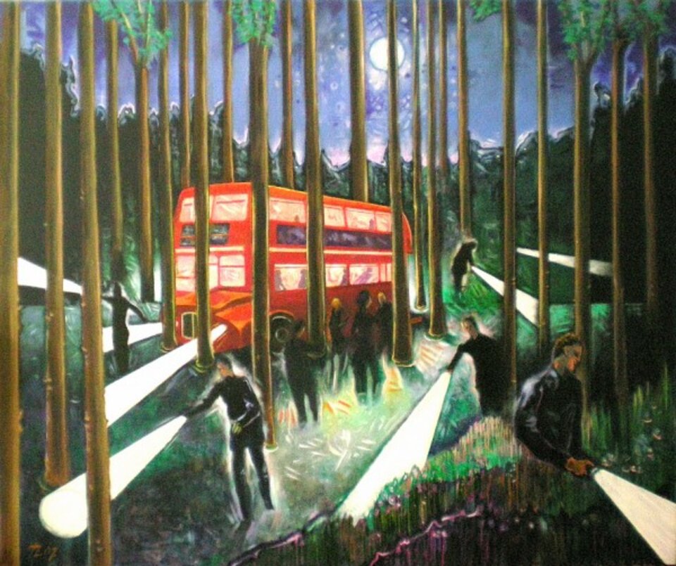 Bus Stop, Acryl auf Leinwand, Helmut Zimmermann