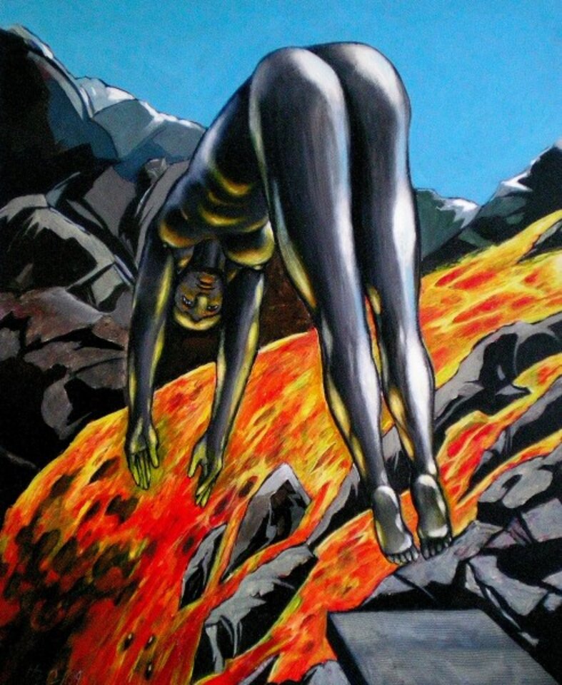 Magma, Acryl auf Karton, Helmut Zimmermann