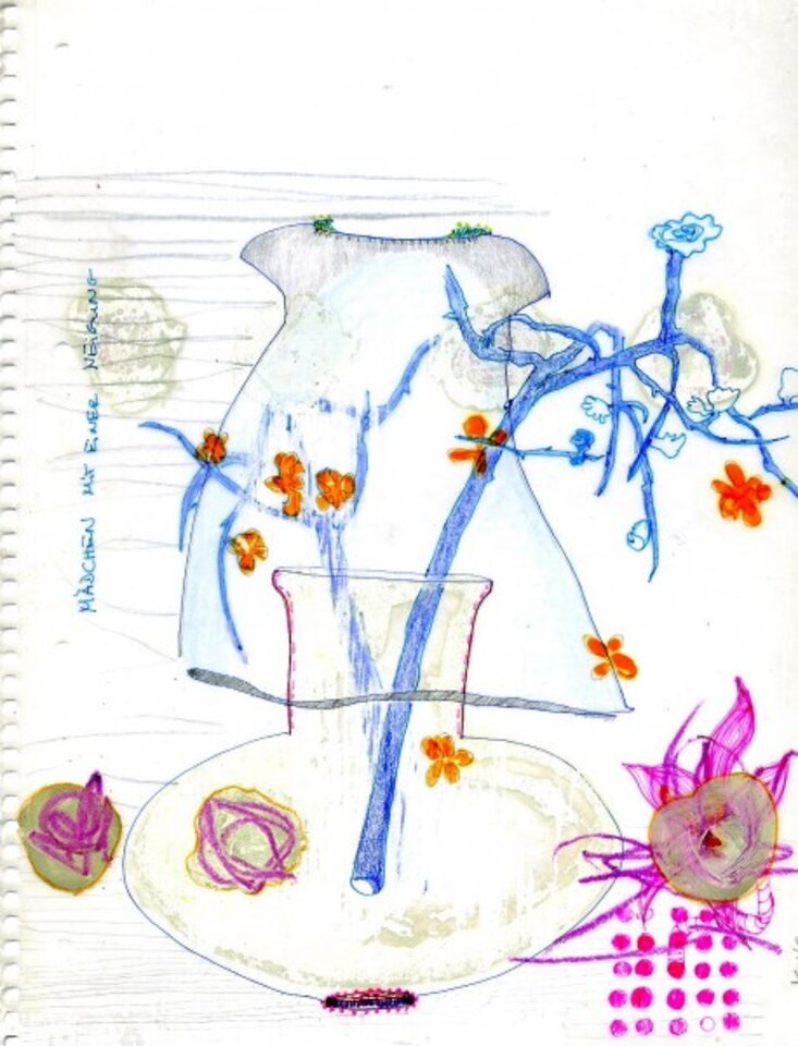 Mädchen, Enkaustik auf Papier, Katharina Schnitzler